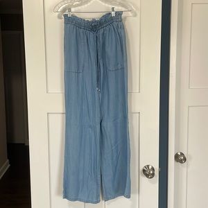 Size small. Denim flow pants.